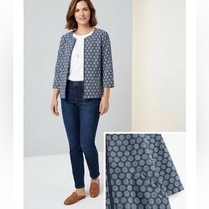 Cicho’s Monochrome Hexagon Pattern Blue Jacket